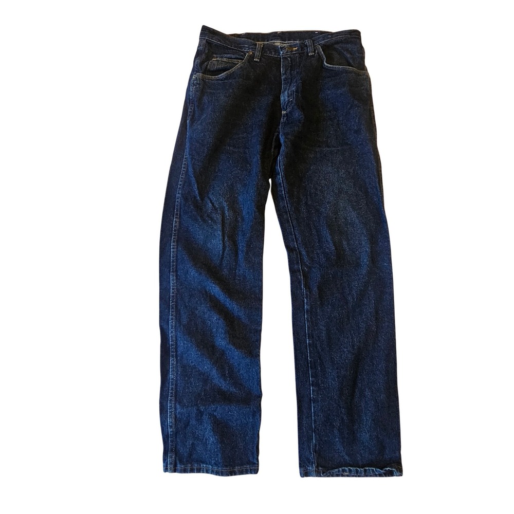 Wrangler Mens Regular Fit Straight Leg Dark Wash Indigo Denim Jeans 34x30